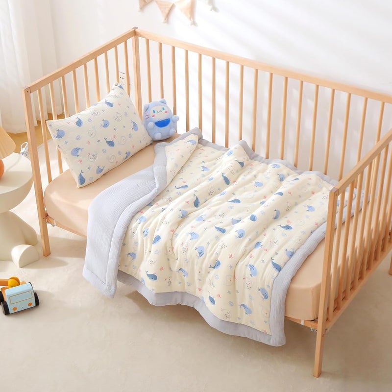 CLoucl Cotton Muslin Toddler Comforter/Quilt,Ultra Soft & Breathble Muslin Toddler Blanket,All Season Baby Blankets for Boys and Girls, Machine Washable,41"x48" - Image 3